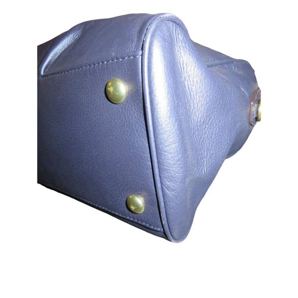 Coach Taylor 2013 Metallic Blue Leather Double Handle Satchel & Crossbody Strap - Picture 7 of 13